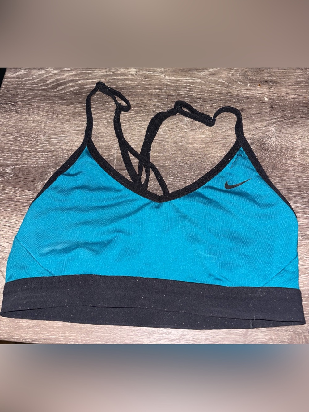 Nike Teal and Black Multi-Strap Sports Bra